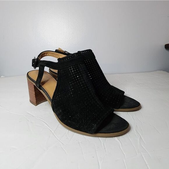 Franco Sarto Harlet block heel suede sandals SIZE 9.5 black - Picture 1 of 5